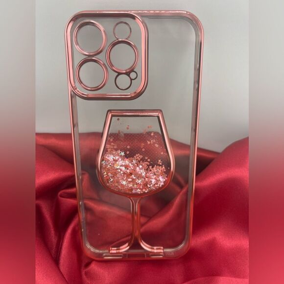 Glitter Wine Glass I-Phone 16 Pro Max Case - Picture 5 of 6